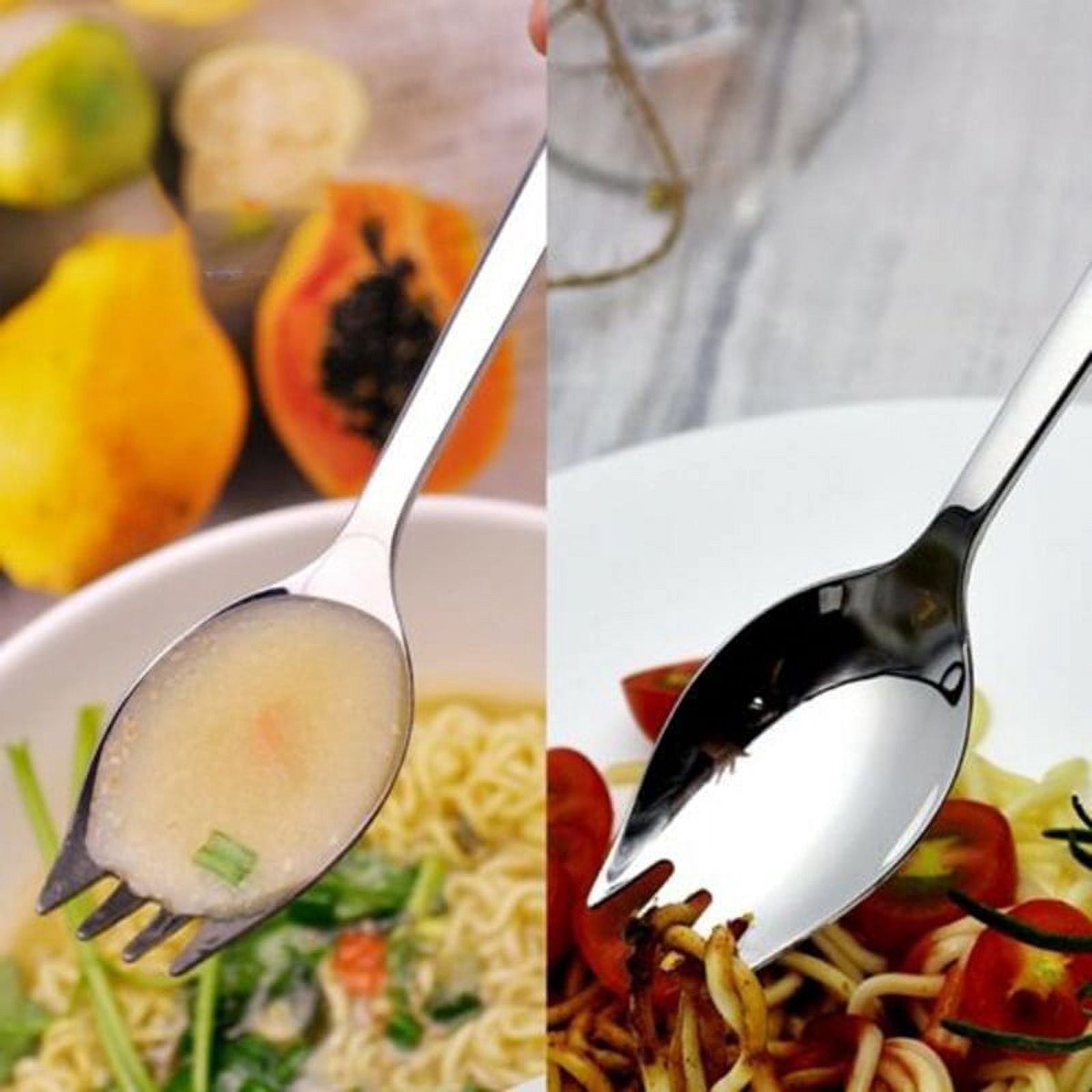 5-piece stainless steel cutlery set - fork and spoon - soup, salad and noodle spoons and forks - Image 6