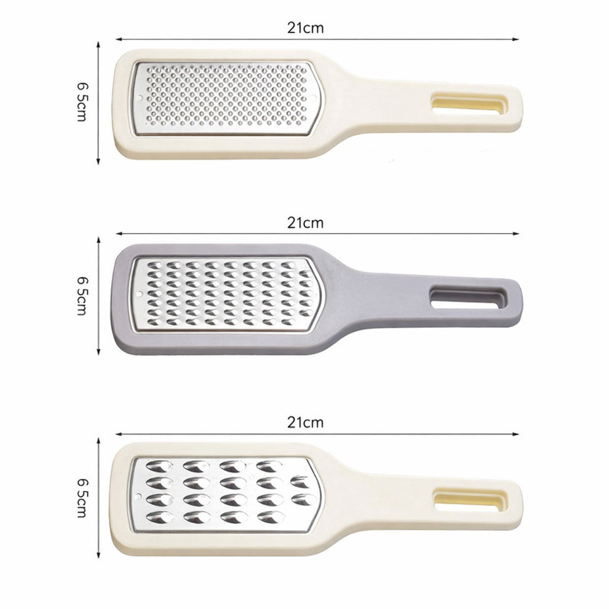 Grater - 3-piece set - Hand grater - Cheese grater - Ginger grater - Garlic grater - Stainless steel - Dishwasher safe - Silver - Image 2