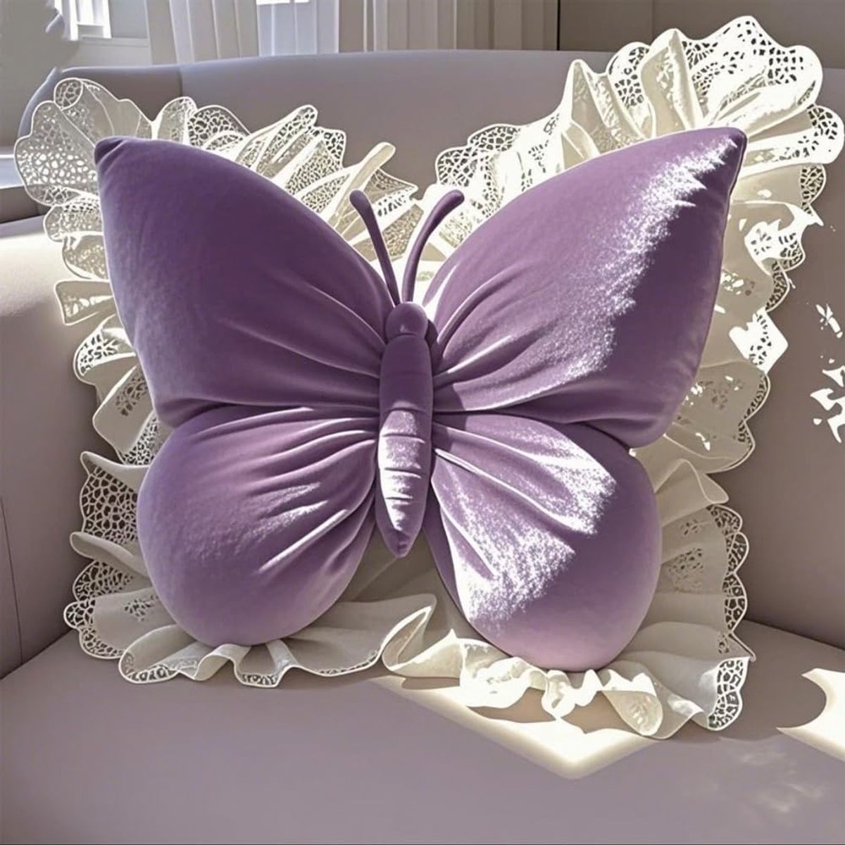 Decorative Cushions - Butterfly-shaped decorative cushion - Soft, supportive cushion - Suitable for office chairs and car seats (Purple) - Image 1