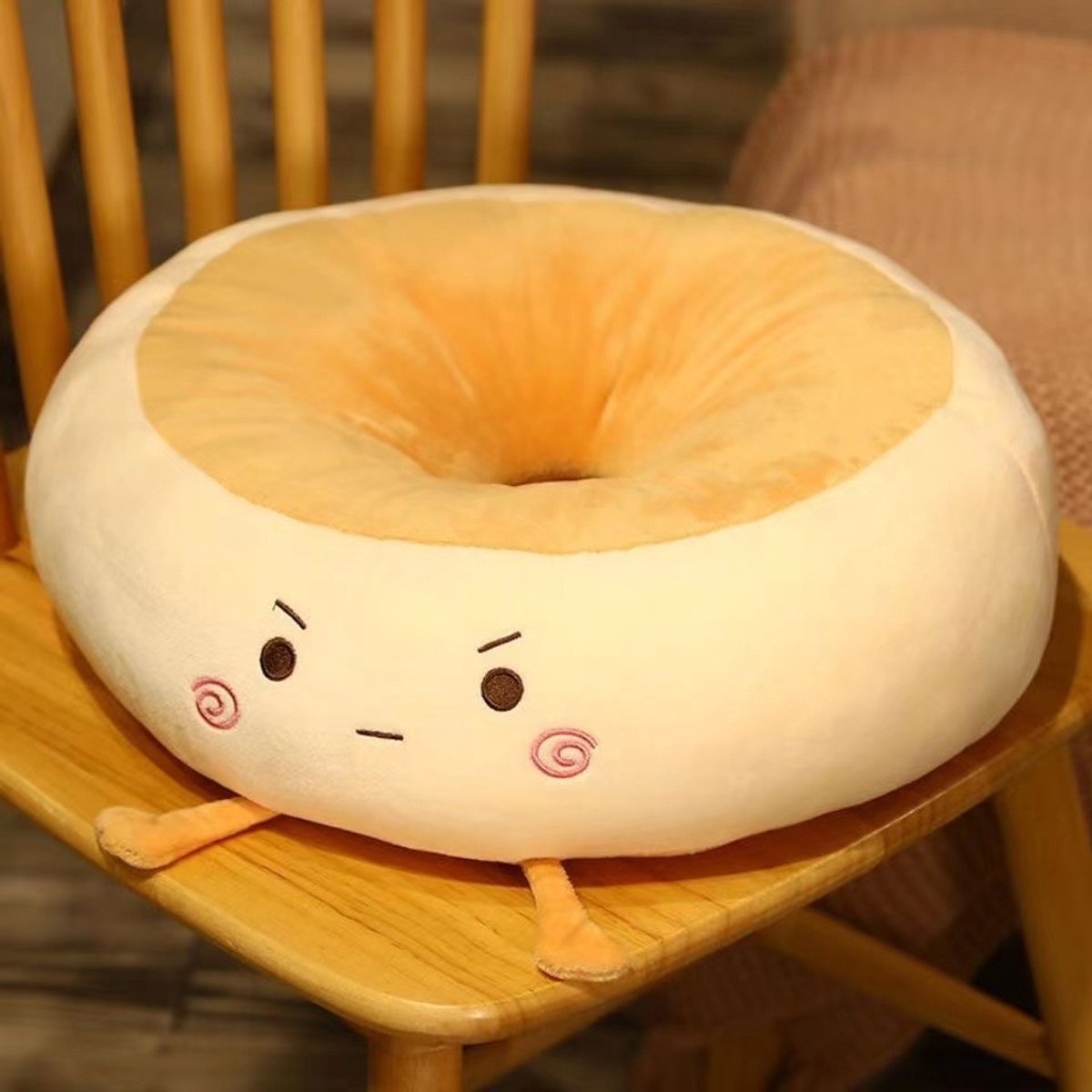Round Seat Cushion - Round Chair Cushion - Donut Seat Cushion - Cute and Soft Decorative Cushion - Cartoon Design - Suitable Chairs for Bedrooms, Schools and Offices - 38*38*14cm (Angry Style) - Image 1