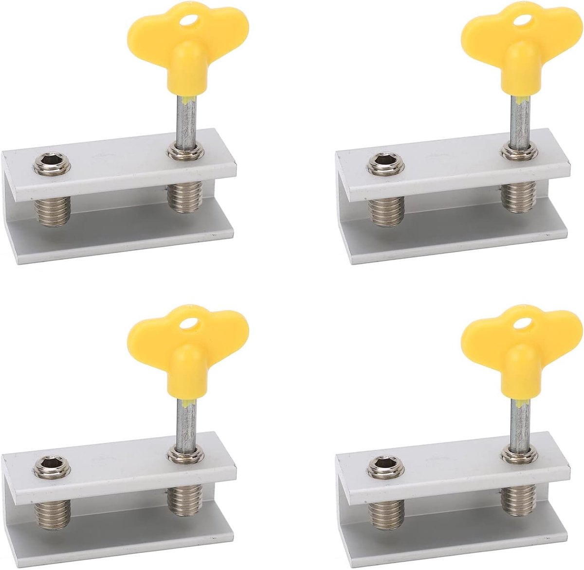 4-pack Door & Window Security - Aluminum and Stainless Steel - Reusable Window Locks - Improved Airflow - With Protective Pads - Suitable for Offices - Image 1