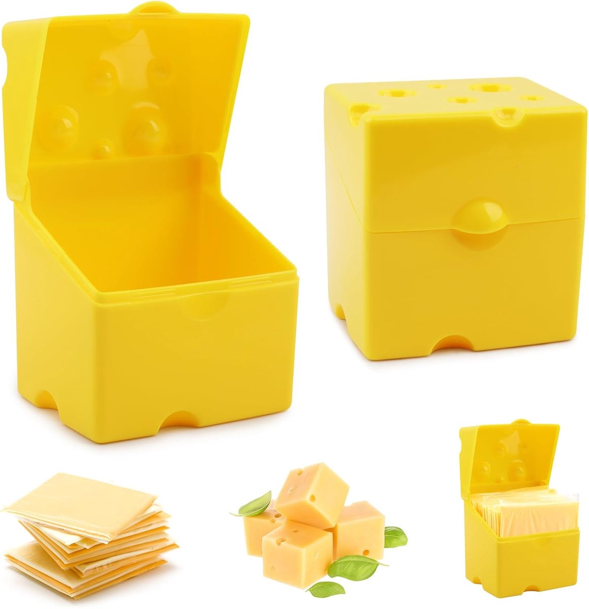 2-Pack Cheese Storage Boxes with Lids - For Sliced & Grated Cheese in the Fridge - Dishwasher Safe - Image 4