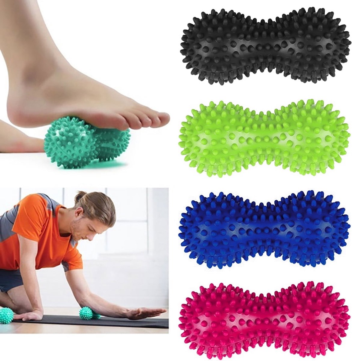 4-piece pack - Massage ball - Fitness Fascia ball - Muscle relaxation ball - Peanut-shaped fitness ball - Image 1