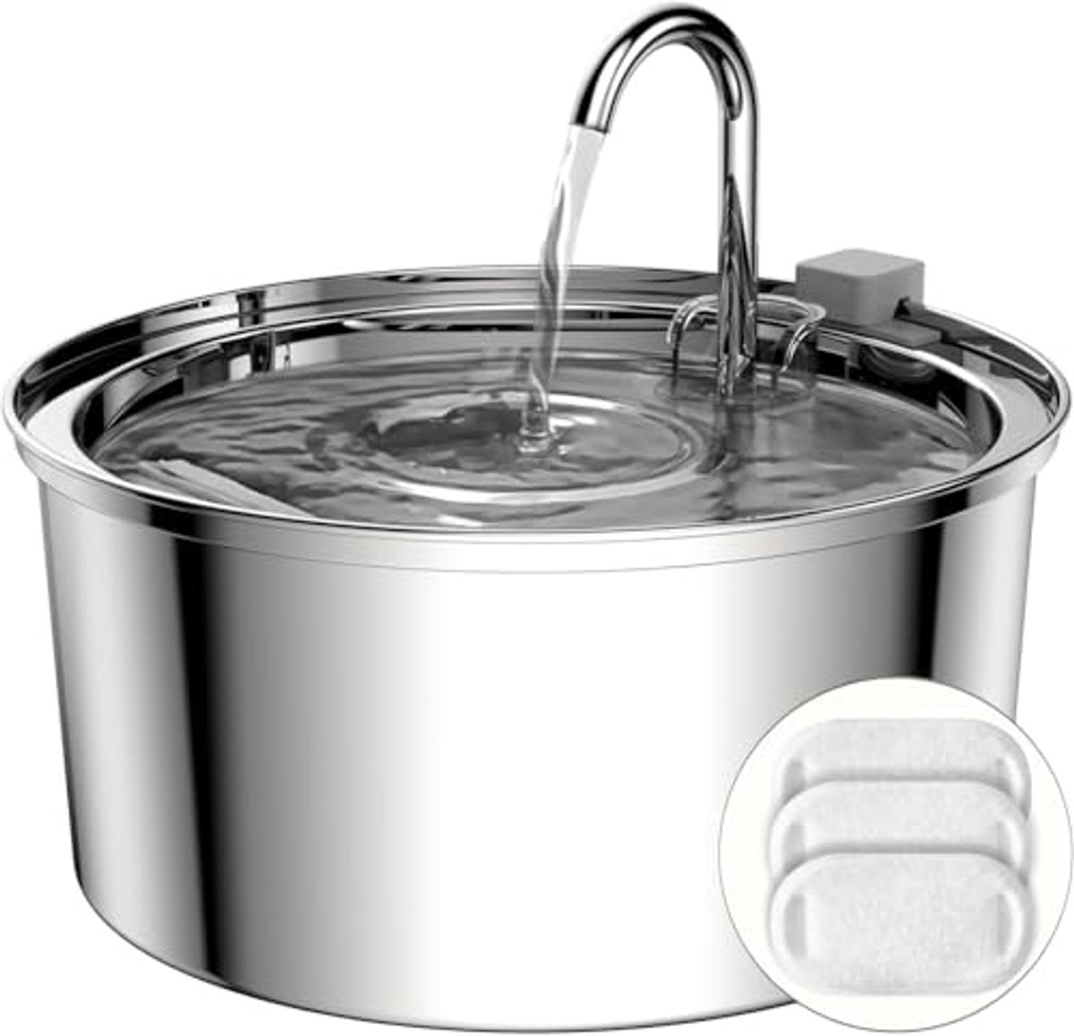 Cat Drinking Fountain - Quiet Drinking Fountain for Cats - 3.2L Stainless Steel Water Fountain with Filter - Cat Water Fountain - Cat Drinking Bowl - Includes 4 Cat Fountain Filters - for Cats and Dogs - Image 1
