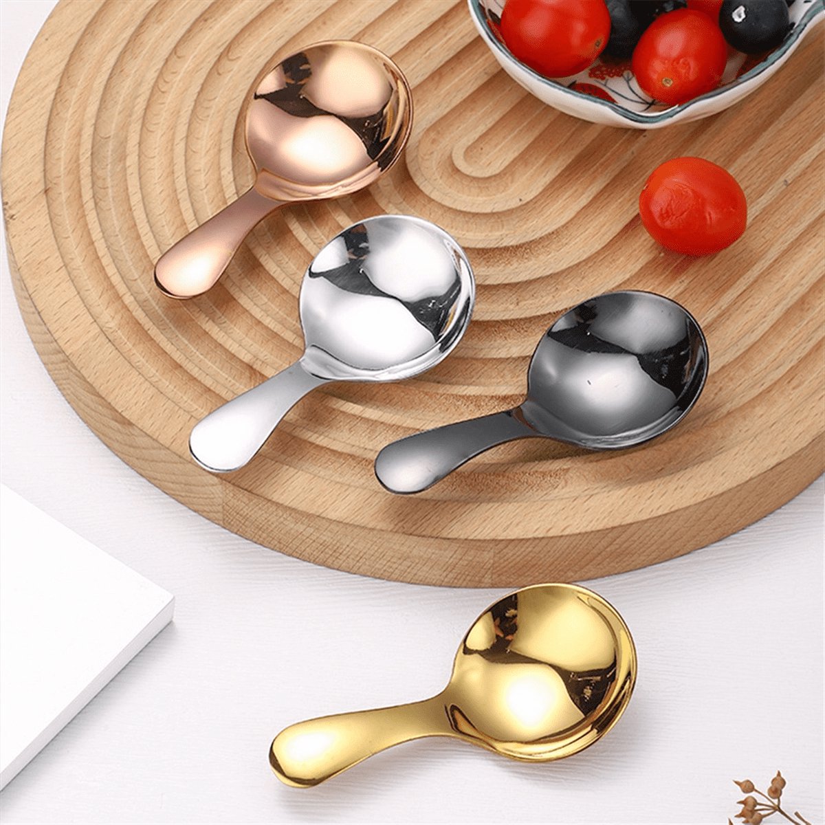 4-pack - small spoons - spoons with short handle - suitable for pots - for salt, sugar, spices, coffee, tea, desserts - Image 2