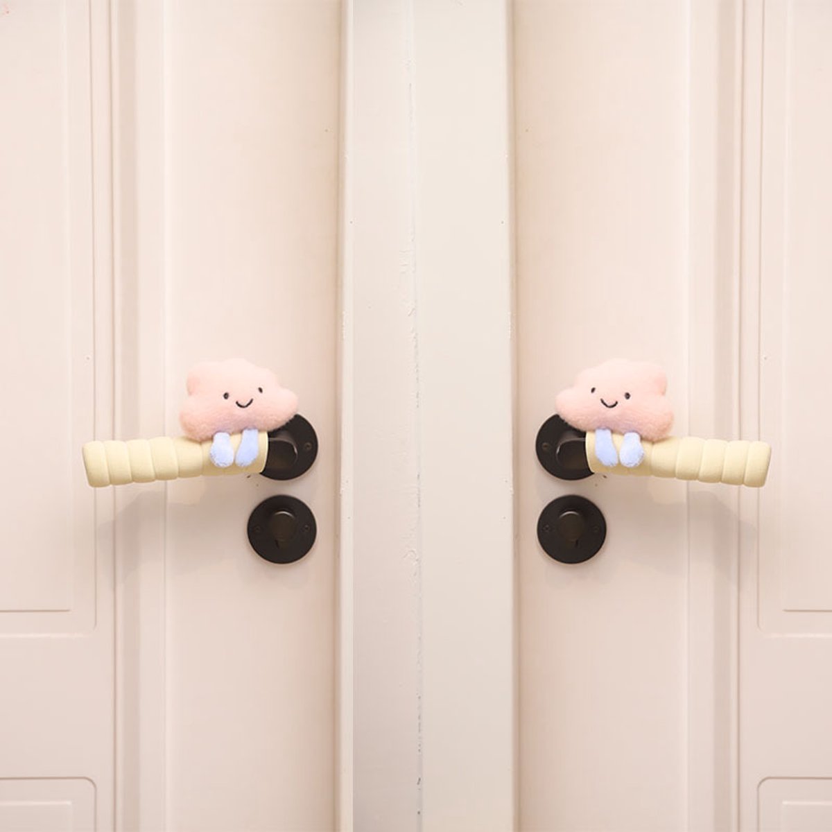 Protective Cover - Set of Two - Cute Cloud-Shaped Door Handle Gloves - Decorative Door Handle Protector Cover - Door Accessories (Pink) - Image 1