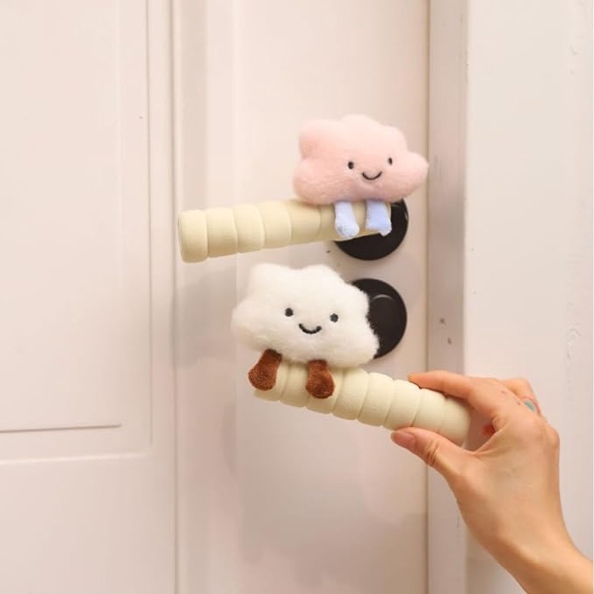 Protective Cover - Set of Two - Cute Cloud-Shaped Door Handle Gloves - Decorative Door Handle Protector Cover - Door Accessories (Pink) - Image 4