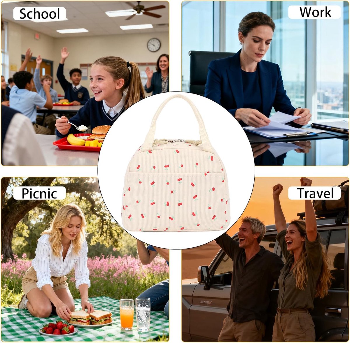 Cooler Bags - Lunch Bag - Handle Strap - Cooler Bag - Lunch Bag - Insulated Cooler Bag - Picnic Bag - 25.5*21*17cm - Suitable for work, office, travel and picnics（Purple） - Image 3