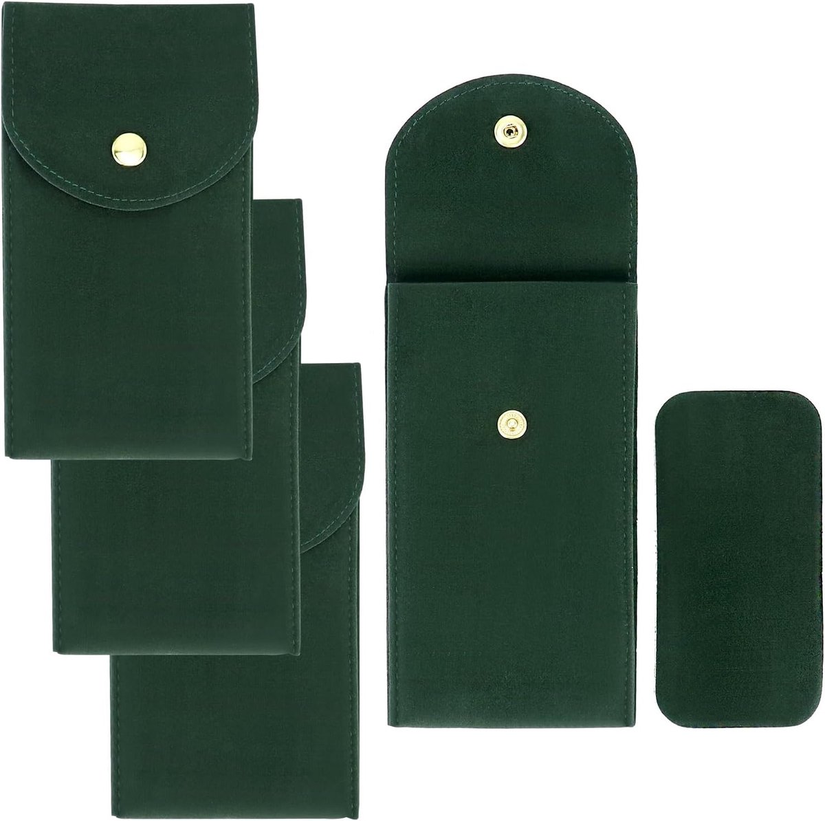 Watch Storage Bags - 4 pcs - Watch Travel Bag - Thickened Double-Sided Fleece Watch Envelope - Jewelry Pouch with Snap Closure - Storage Bag - Watch Pouch with Microfiber Flap - Image 1