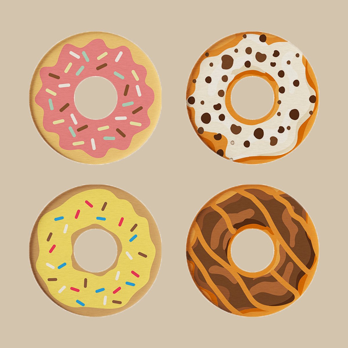 Coasters - Non-slip coasters - heat insulating coasters - Set of 4 - Donut-shaped - Anti-burn and anti-slip - Nice decoration for your home and dining table - Image 1