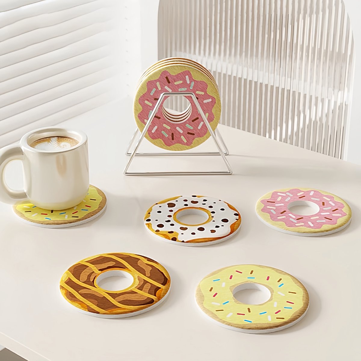 Coasters - Non-slip coasters - heat insulating coasters - Set of 4 - Donut-shaped - Anti-burn and anti-slip - Nice decoration for your home and dining table - Image 2