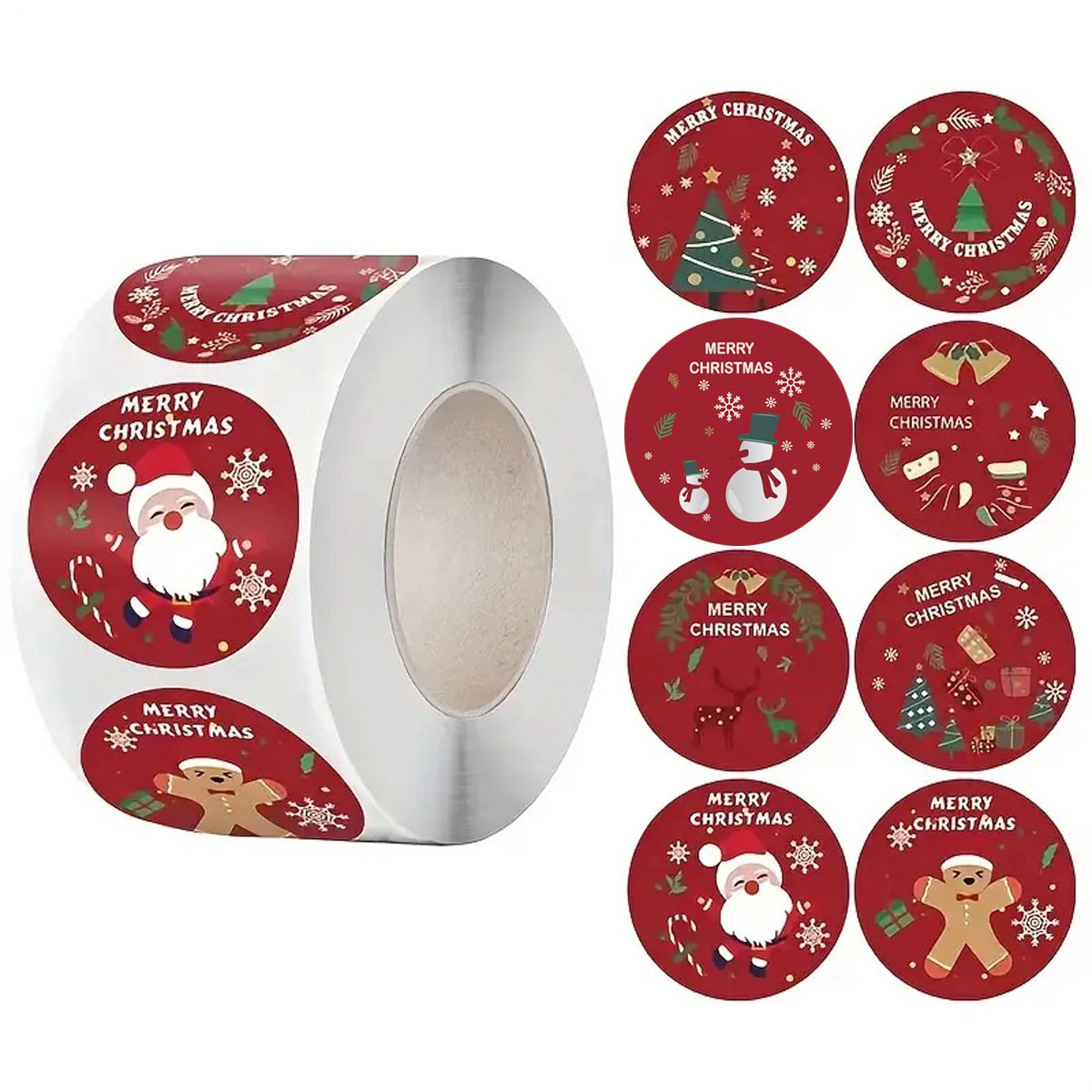 Stickers - Christmas Stickers - Cartoon Stickers - 2 Rolls - Approximately 500 stickers per roll - The best choice for decorating Christmas gifts - Image 1