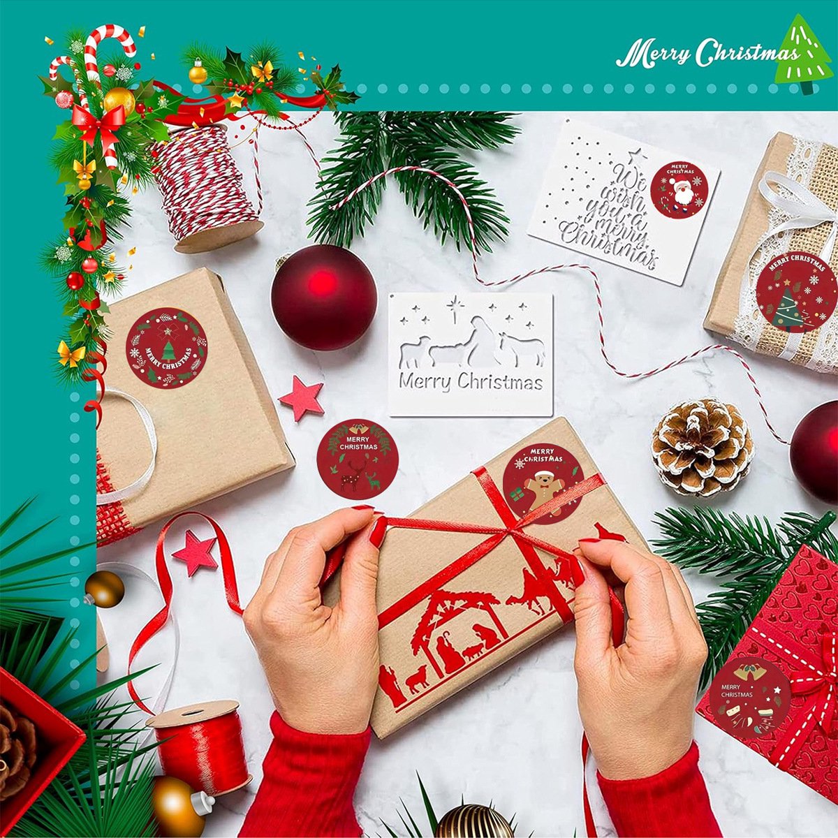 Stickers - Christmas Stickers - Cartoon Stickers - 2 Rolls - Approximately 500 stickers per roll - The best choice for decorating Christmas gifts - Image 3