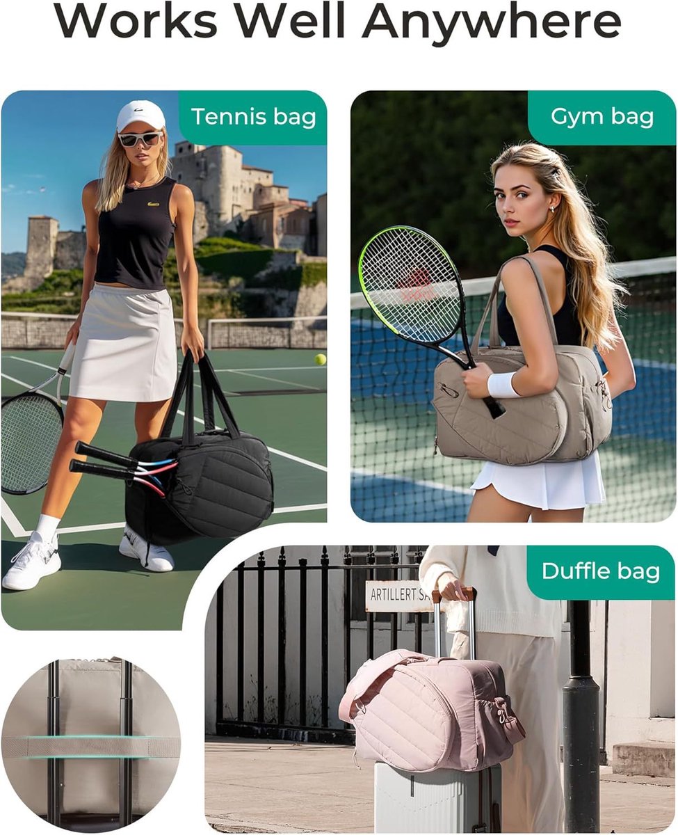 Tennis Bag - Tennis Backpack - 42L with Shoe Compartment - Sports Bag - Waterproof Racket Bag - Protective Racket Compartment - Portable as a Shoulder Bag - Gray - Image 6