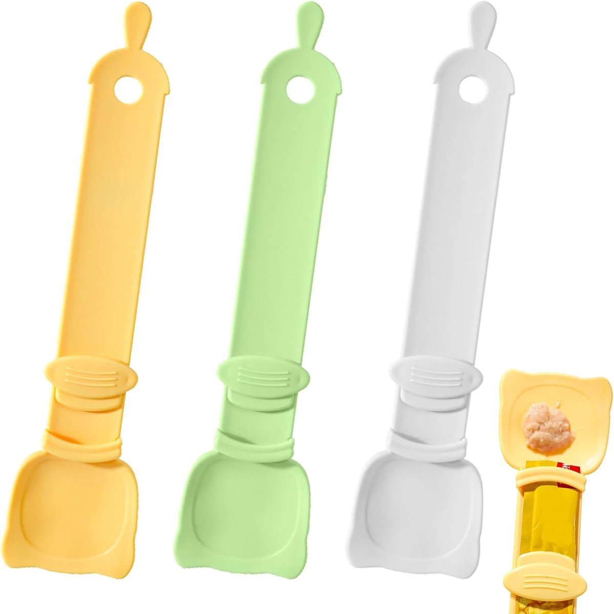 spoon for cats - Squeeze spoon for cat food - Feeding spoon for cat treats - Feeding spoon for wet food - Lick spoon for liquid cat food - Set of 3 - Image 1