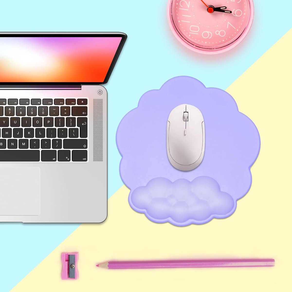 Mouse Pad - Mouse Pad with Wrist Rest - Ergonomic Mouse Pad - Mouse Pad with Leather Surface, Suitable for Computers, Laptops, Office, Home and Travel, with Non-Slip Bottom - Purple - Image 6