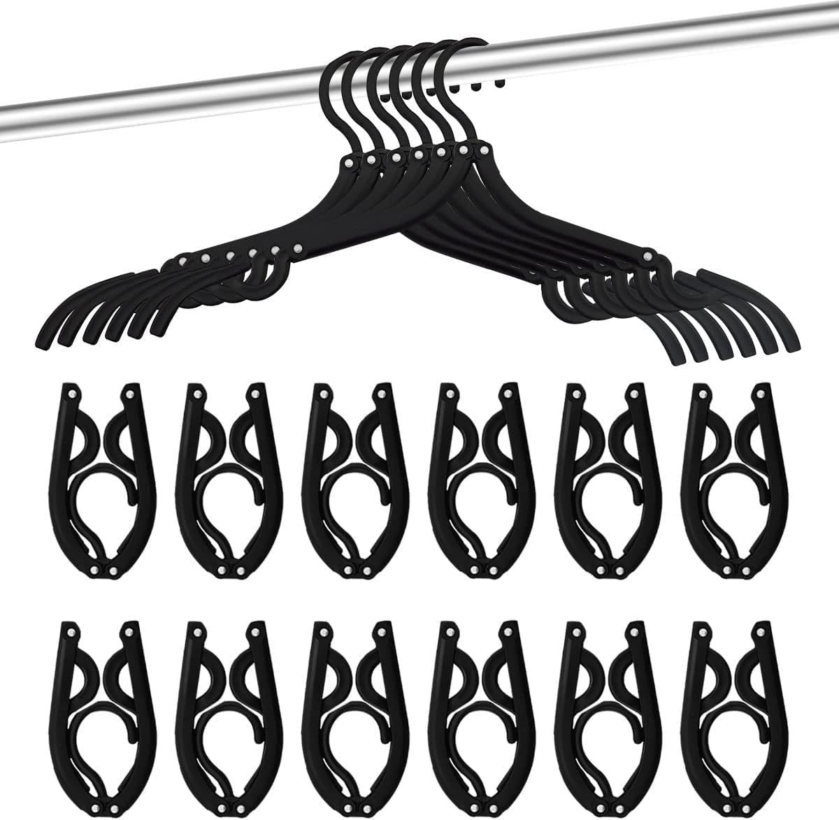 12-pack - Travel Hangers - Portable - Foldable Hangers - Travel Accessories (Black) - Image 1