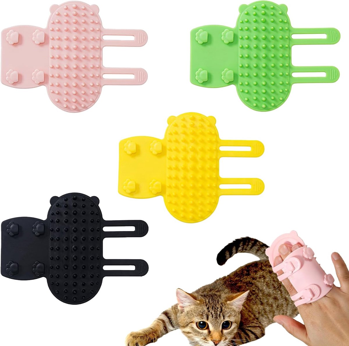 Cat Toys - Set of 4 - Scratching Post - Cat Comb - Made of Silicone - Reduces flying hair, scratching and itching - An excellent gift for cat lovers to give to their beloved pets. - Image 1