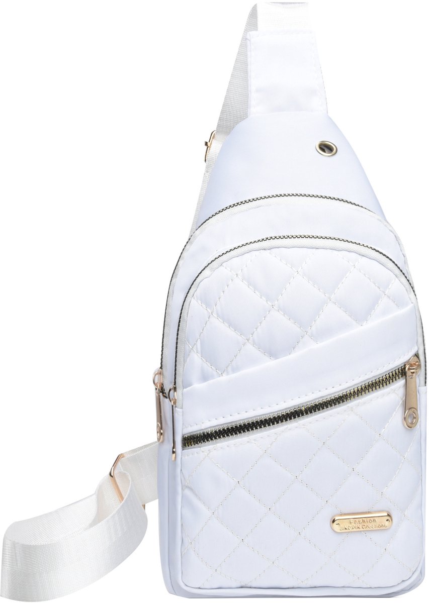 Unisex Shoulder Bag - 5 Storage Pockets & Cable Grommet - Women's Crossbody Bag - Men's Crossbody Bag - Crossbody Bags - Sling Bag - Adjustable Carrying Style (Cross/Shoulder/Chest) - White - Image 1