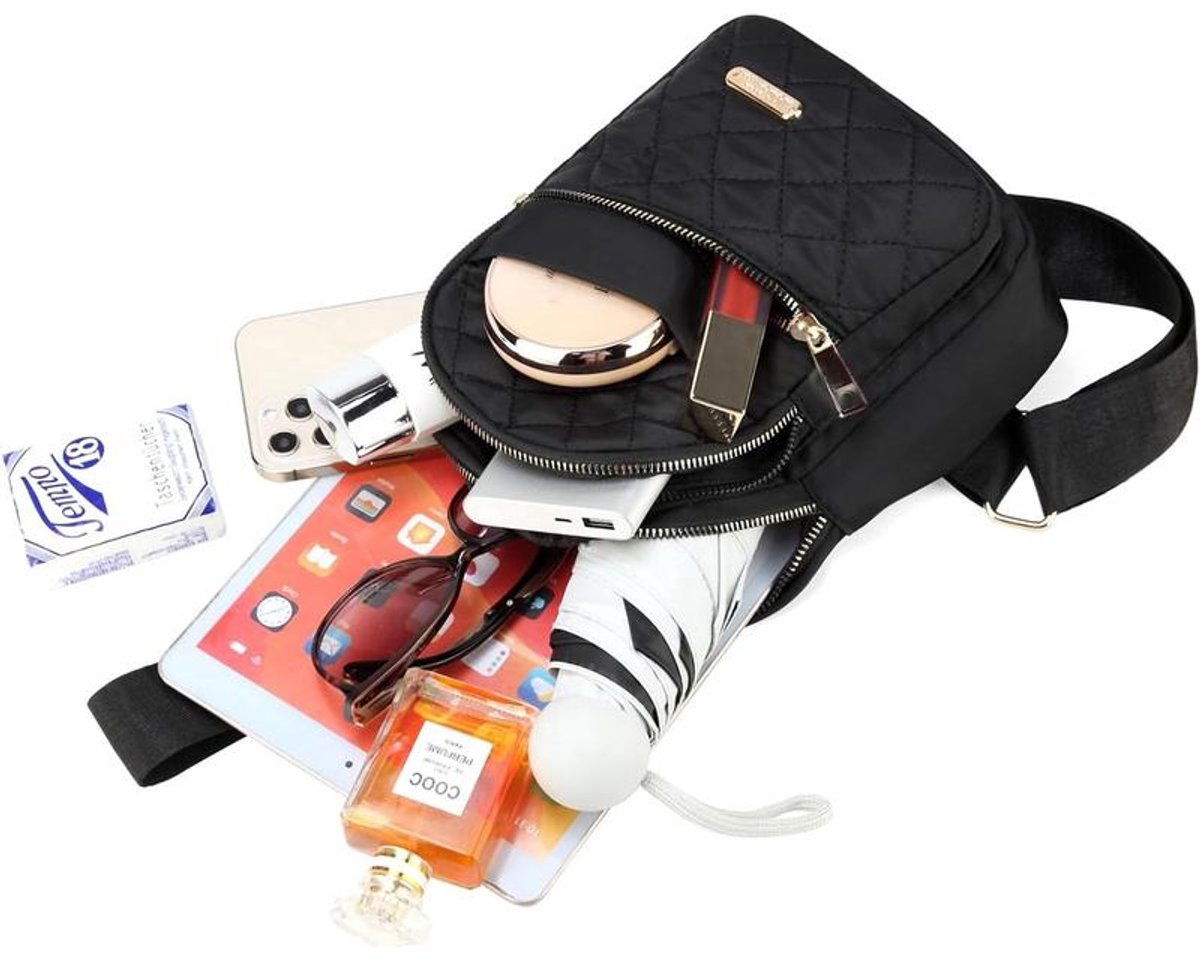 Unisex Shoulder Bag - 5 Storage Pockets & Cable Grommet - Women's Crossbody Bag - Men's Crossbody Bag - Crossbody Bags - Sling Bag - Adjustable Carrying Style (Cross/Shoulder/Chest) - White - Image 4