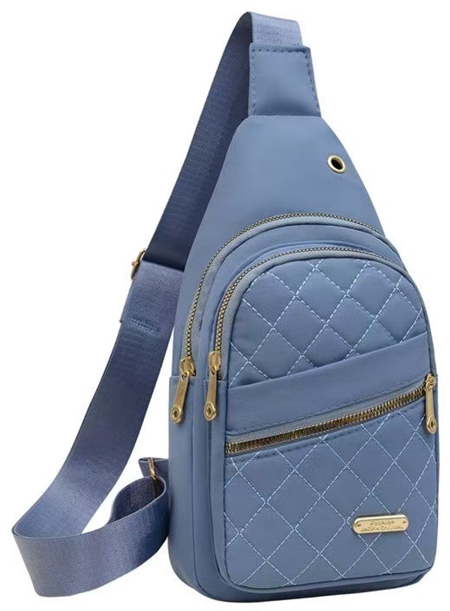 Unisex Shoulder Bag - 5 Storage Pockets & Cable Grommet - Women's Crossbody Bag - Men's Crossbody Bag - Crossbody Bags - Sling Bag - Adjustable Carrying Style (Cross/Shoulder/Chest) - Light Blue - Image 1