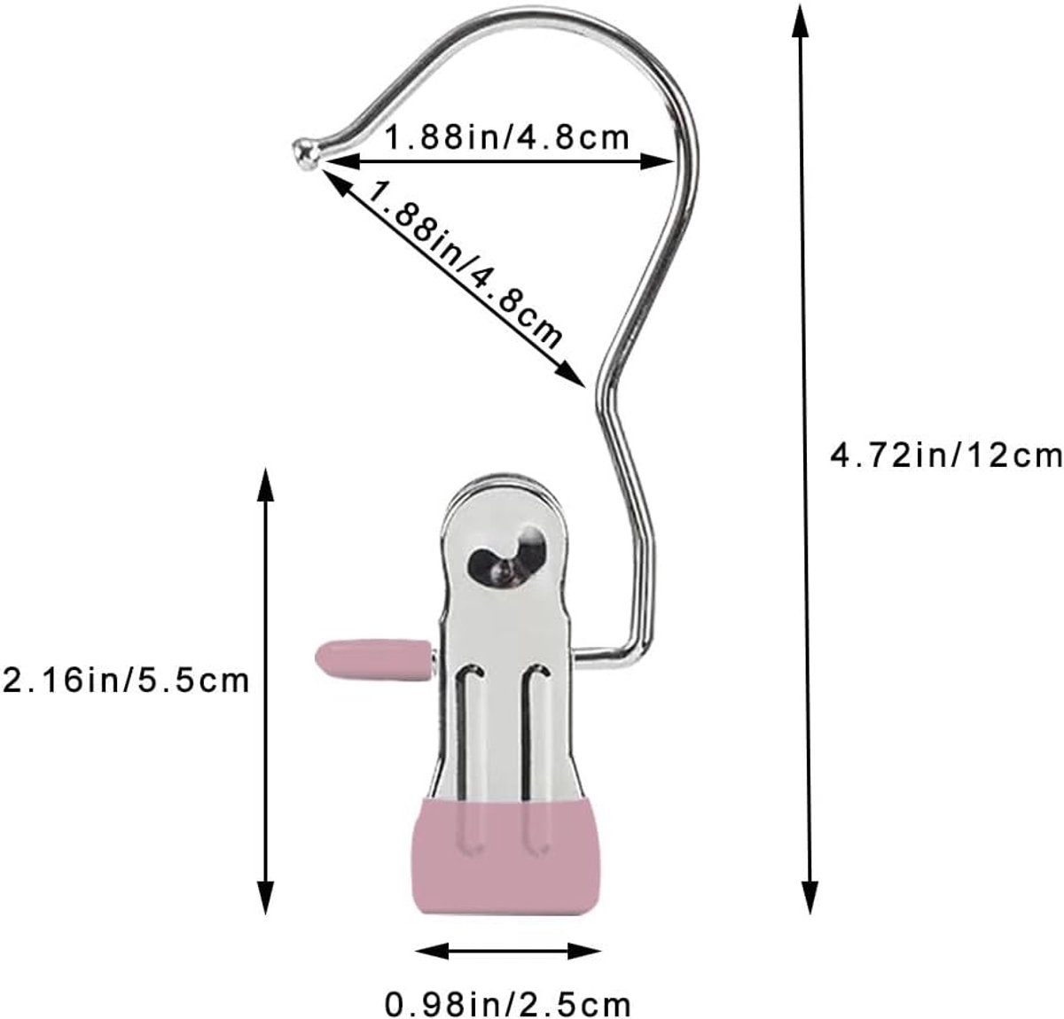 Clothes Pegs - Hangers with Clips - Stainless Steel Trouser Clips with Anti-Slip - Clothes Hooks - Hat Clips - Sock Clips - For Skirts, Trousers & Scarves (Pink, Pack of 10) - Image 6