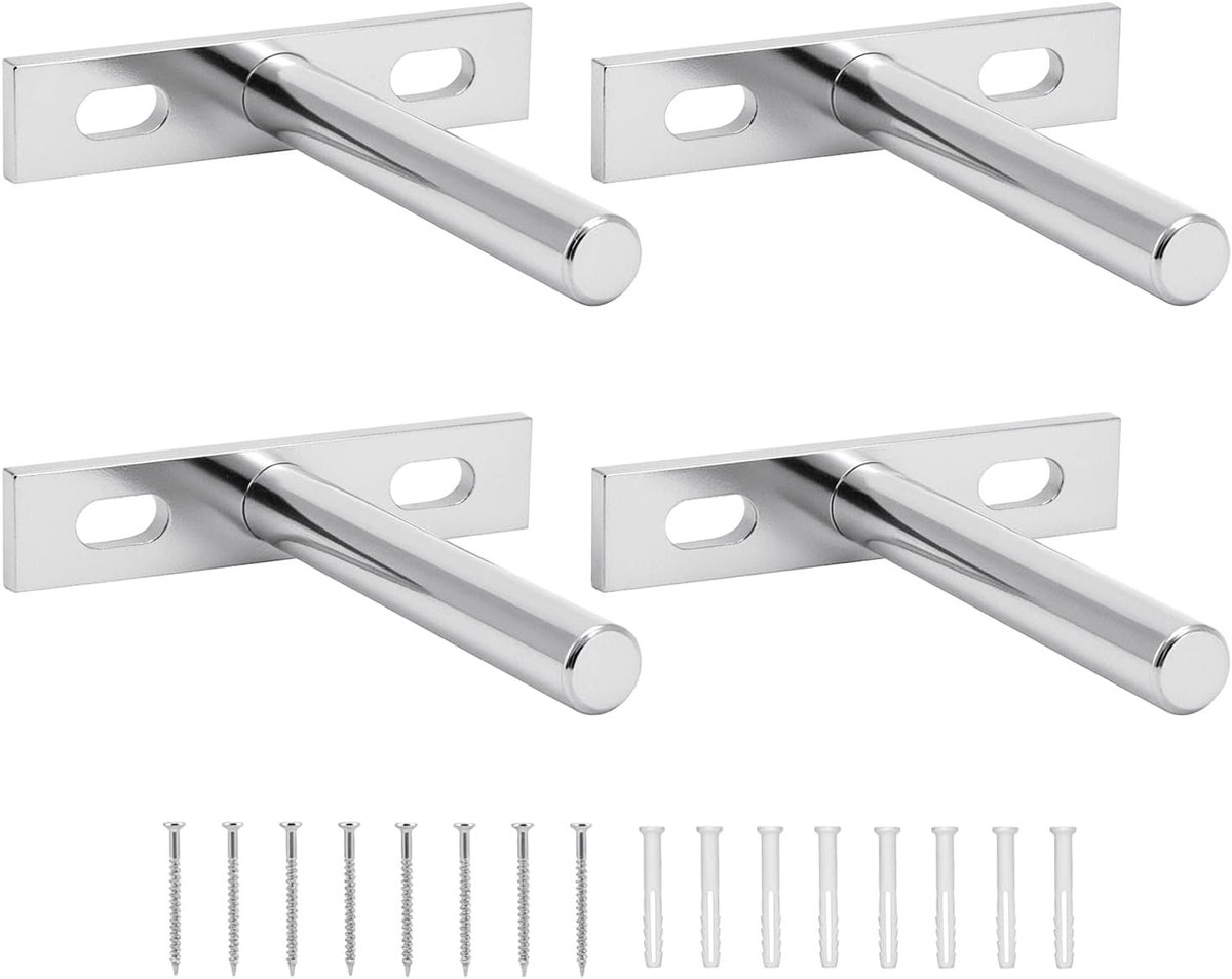 Floating Shelf Brackets - Pack of 4 - Shelf Brackets - 75mm (3 inch) Heavy-Duty Concealed Shelf Brackets - Includes Mounting Screws - For supporting wall display cases and furniture shelves - Image 1