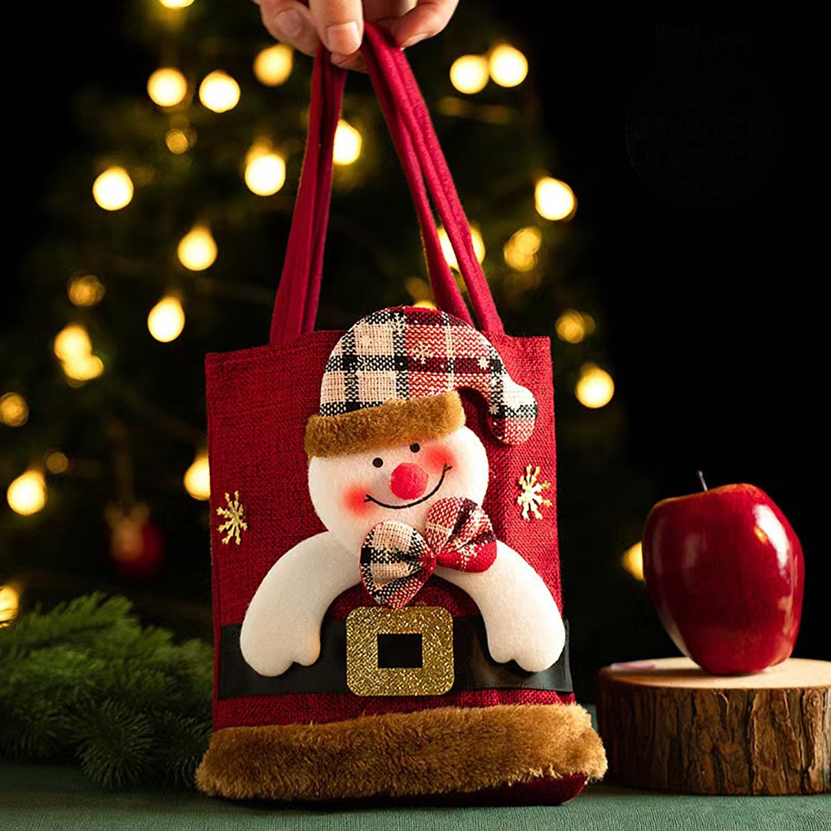Christmas Gift Bags - Set of 3 - Velvet Material - Candy Bags for Kids - Christmas Apple Bags - Reusable Christmas Gift Bags - Party Bags - 35*20cm - Image 2