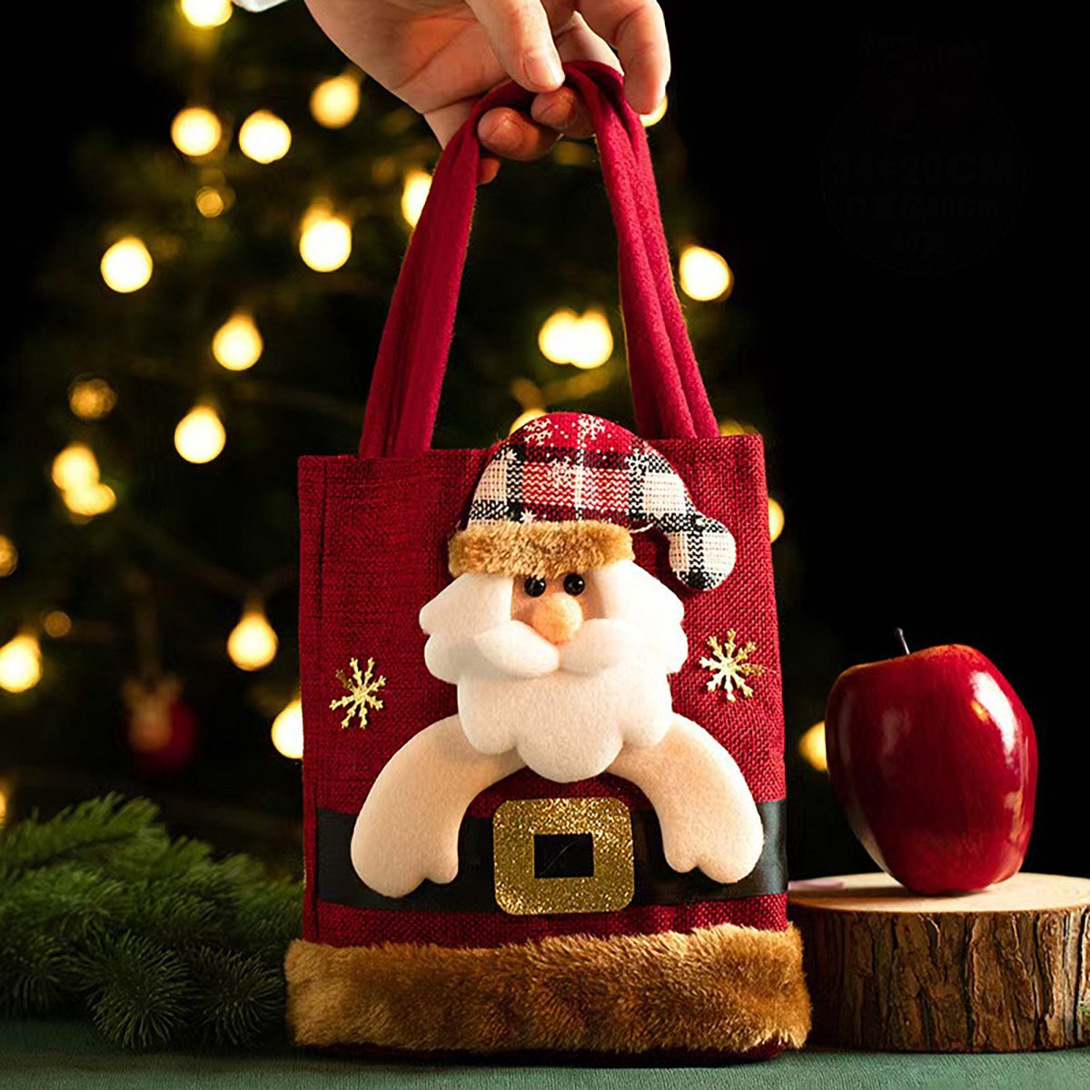 Christmas Gift Bags - Set of 3 - Velvet Material - Candy Bags for Kids - Christmas Apple Bags - Reusable Christmas Gift Bags - Party Bags - 35*20cm - Image 3
