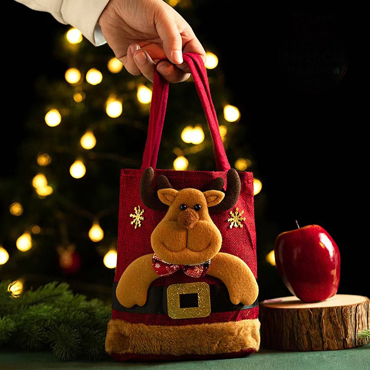 Christmas Gift Bags - Set of 3 - Velvet Material - Candy Bags for Kids - Christmas Apple Bags - Reusable Christmas Gift Bags - Party Bags - 35*20cm - Image 4