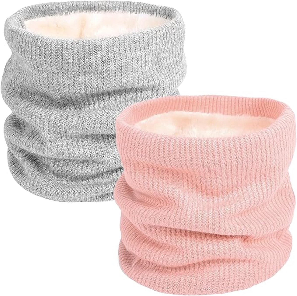 Women's Scarves (2-pack) - Neck Warmer - Winter Scarves for Women - Fleece Neck Warmer - Unisex Winter Neck Warmer - Suitable for Motorcycling, Skiing, Cycling, etc. - Gray, Pink - Image 1