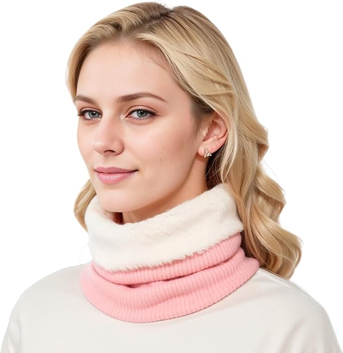 Women's Scarves (2-pack) - Neck Warmer - Winter Scarves for Women - Fleece Neck Warmer - Unisex Winter Neck Warmer - Suitable for Motorcycling, Skiing, Cycling, etc. - Gray, Pink - Image 6