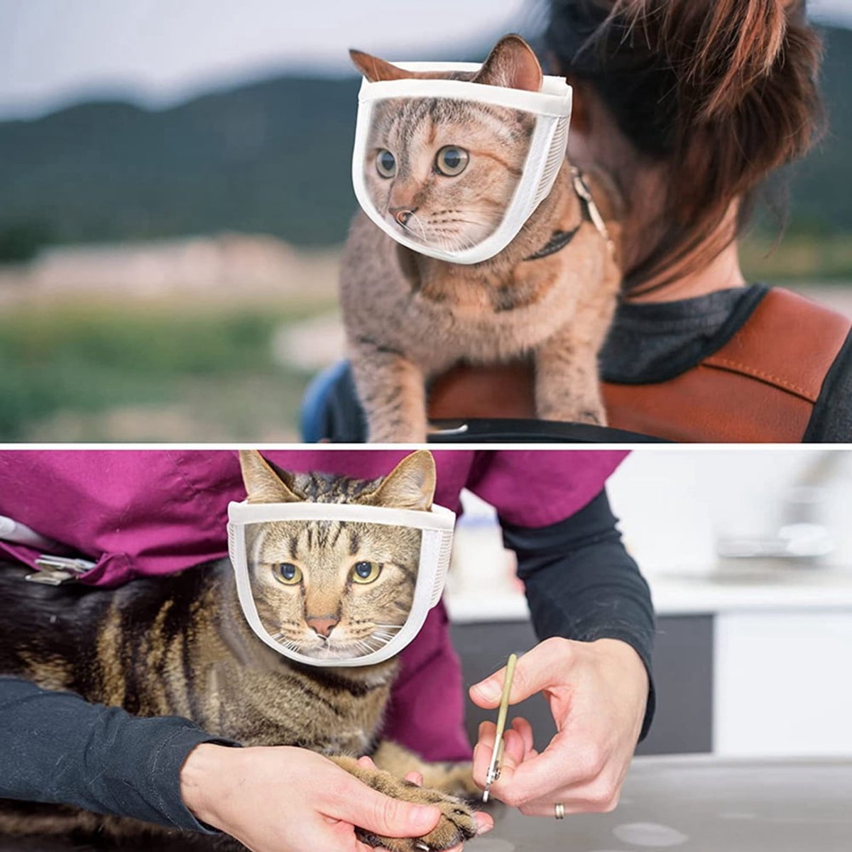 1 Piece - Adjustable Visor - Muzzle with Wide Field of View - Breathable and Bite-Resistant Muzzle - Muzzle for Cat Grooming（S：Suitable for cats with a head circumference of 17-21 cm） - Image 4