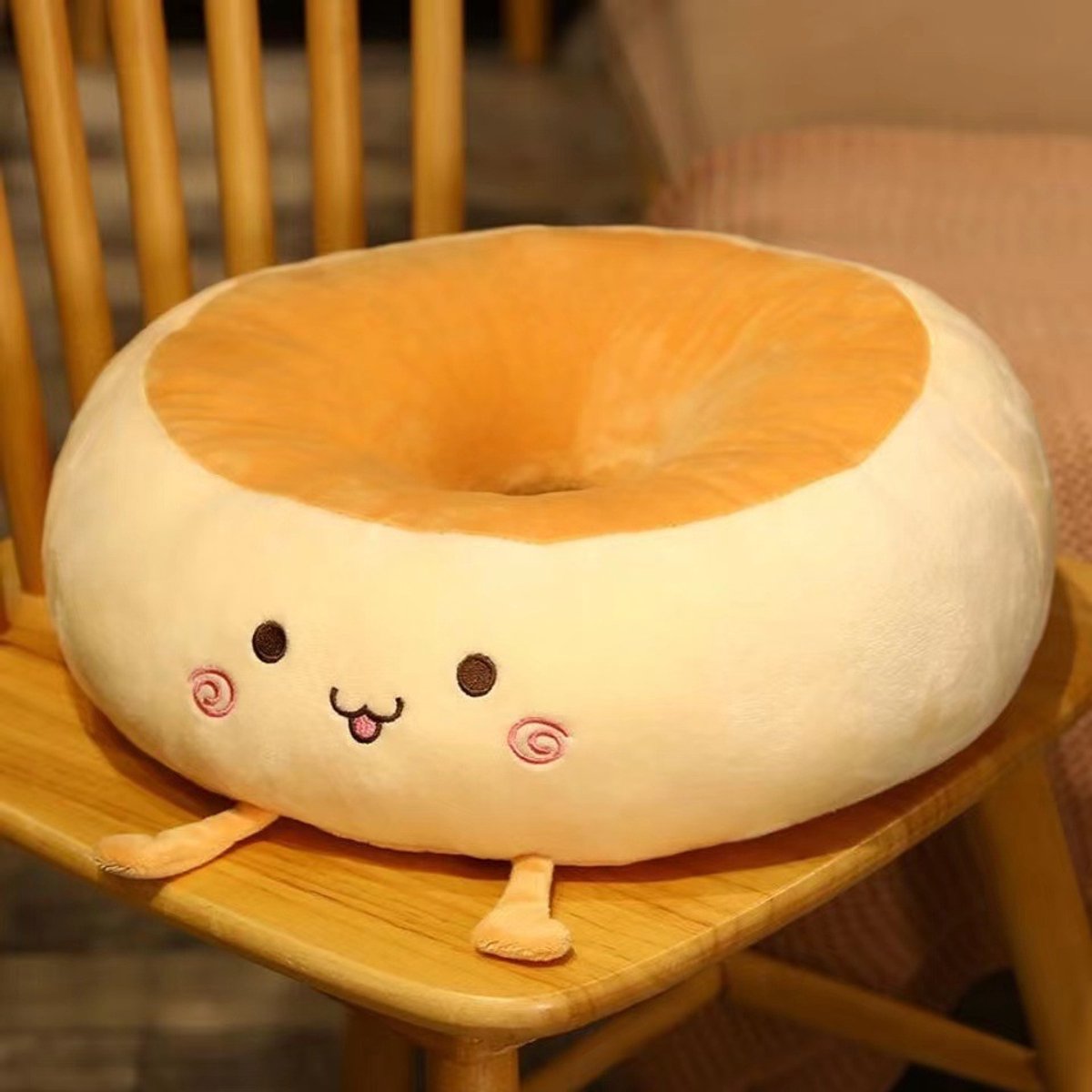 Round Seat Cushion - Round Chair Cushion - Donut Seat Cushion - Cute and Soft Decorative Cushion - Cartoon Design - Suitable Chairs for Bedrooms, Schools and Offices - 38*38*14cm (Stick Out Tongue Style) - Image 1