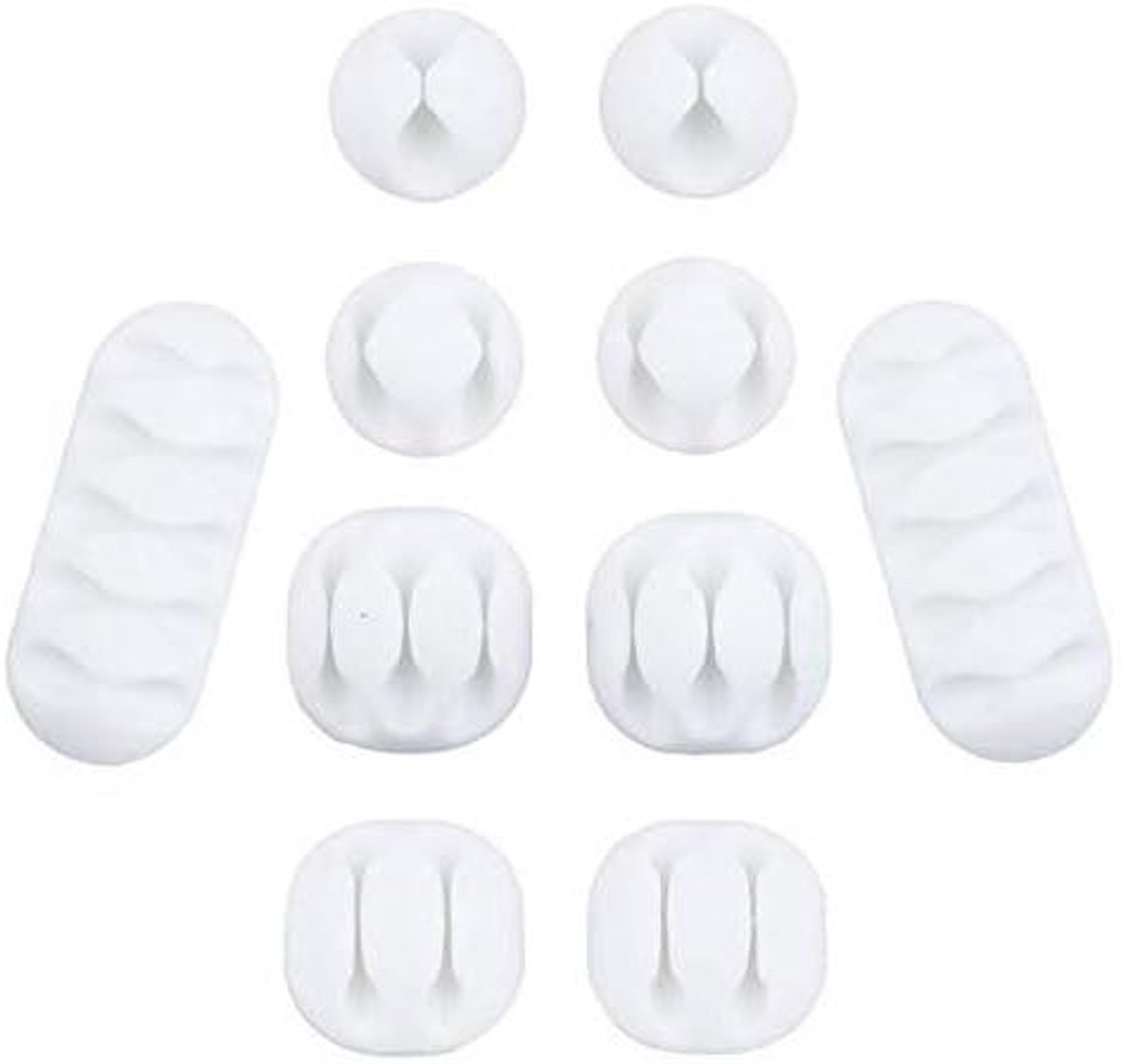 10-Piece Desk Cable Management Set - Multifunctional Cable Clamps - Desk Cable Organizer for TV, PC, Laptop, Home Office - (White) - Image 1