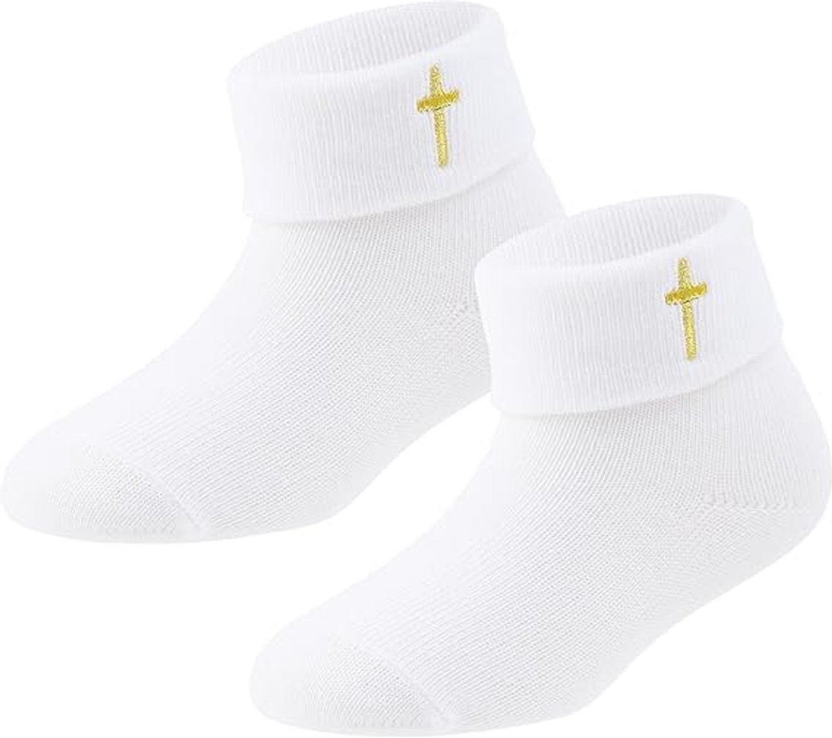 1 pair of baby socks - white cotton socks, suitable for both boys and girls - white - suitable for babies from 0-12 months - Image 1