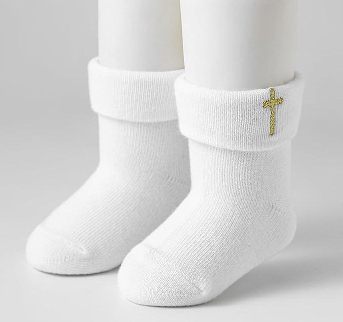 1 pair of baby socks - white cotton socks, suitable for both boys and girls - white - suitable for babies from 0-12 months - Image 3