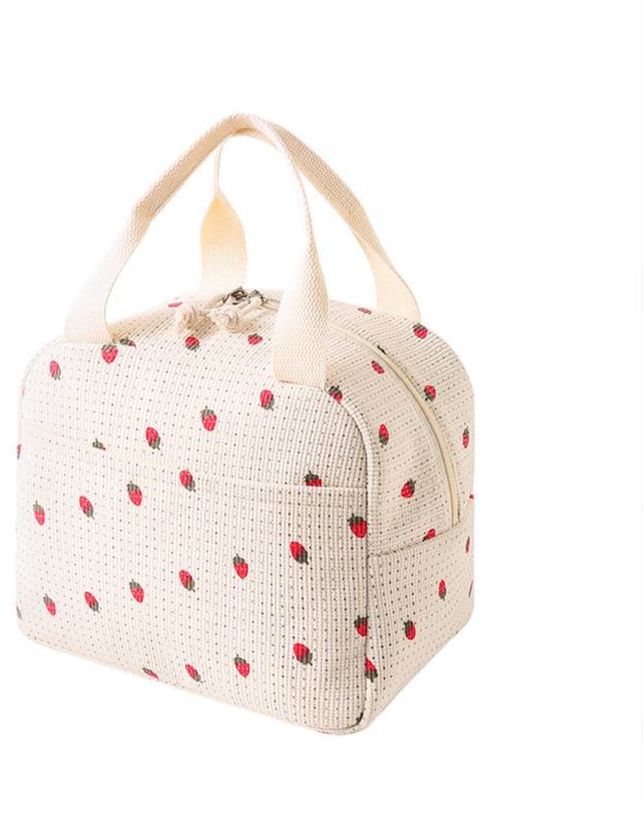 Lunch Bag - Corduroy - Lunch Box for Students/Office Workers - Insulated Bag - Waterproof - Portable Handle - Cute Lunch Bag - Beige - Image 1