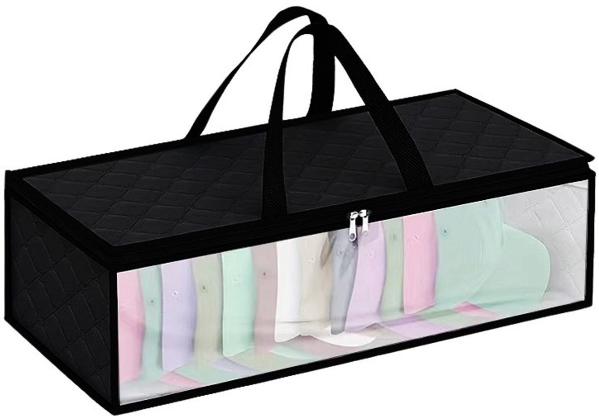 Cap Storage Bag | Set of 2 Storage Bag / Storage Sleeve - for baseball caps and other caps | Cap Organizer with 2 Handles for Closet | Moisture Protection - Black - Image 1