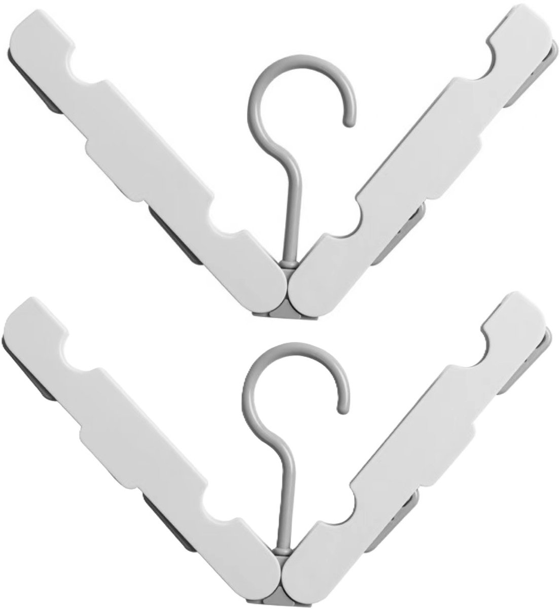 Folding Clothes Rack (Two-Piece Pack) - Hanging Clothes Rack - Portable Folding Hanger with Hook - Ideal for Travel, Campers, Travelers and Small Spaces - Grayish White - Image 1