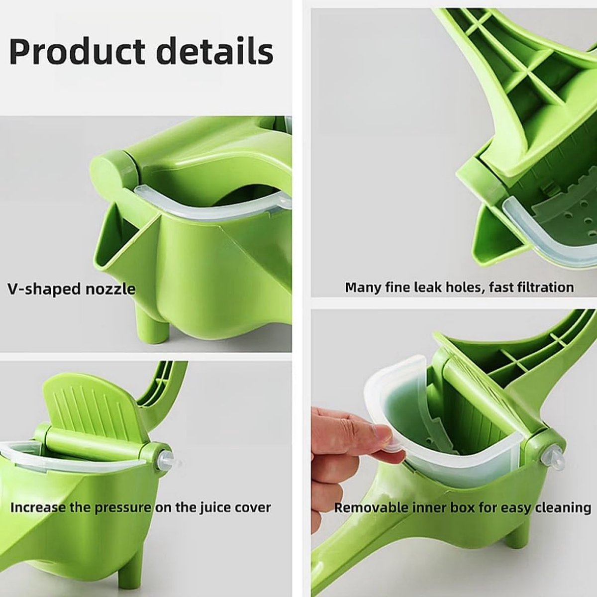 Manual Juicer - Fruit and Vegetable Juicers - Portable Multifunctional Lemon and Orange Juicer for Home Use - High Efficiency Juicing Appliance - Light Green - Image 2