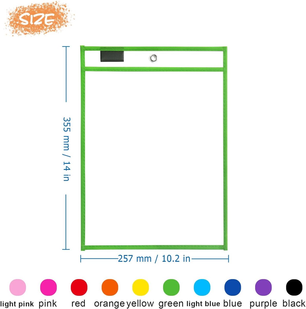 Erasable and Writable Folders - Pack of 30 | Includes 30 water-based whiteboard markers and 1 eraser - Transparent plastic folders/protective sleeves - Drawing and tracing bags for young children - Erasable and writable - Random colors - Image 8
