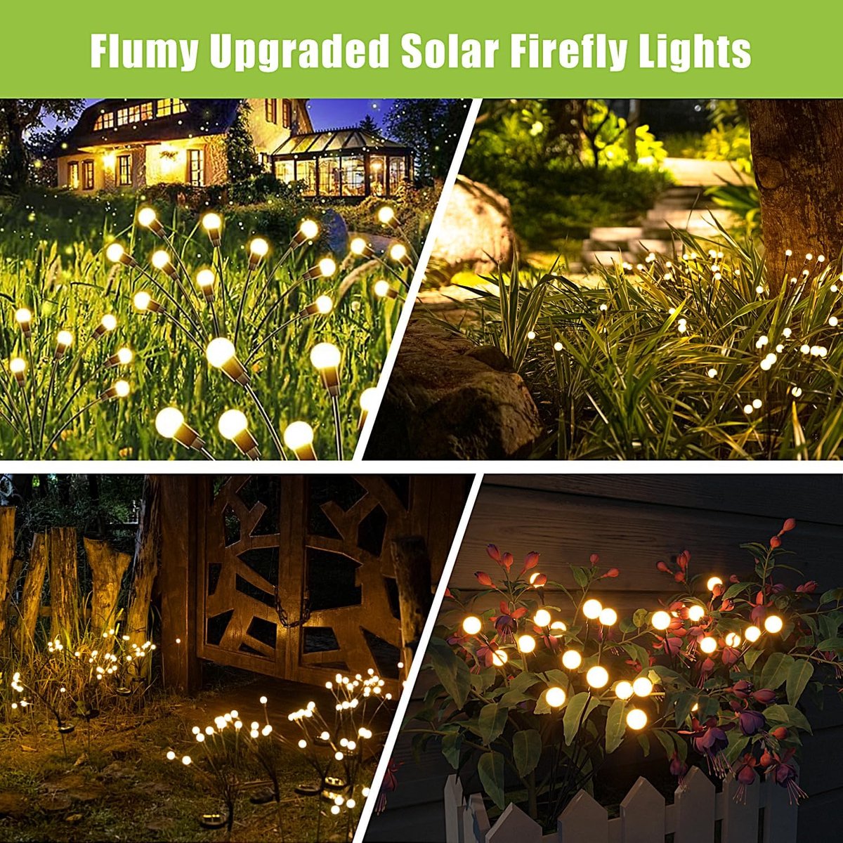 Outdoor Lighting - Solar Garden Lighting - Mood Lamp - LED Solar Garden Lamp - Firefly Shaped - 10 Pots x 2 - Waterproof for Outdoor Use - Suitable for Decorating Patio Paths - Warm Tones - Image 5