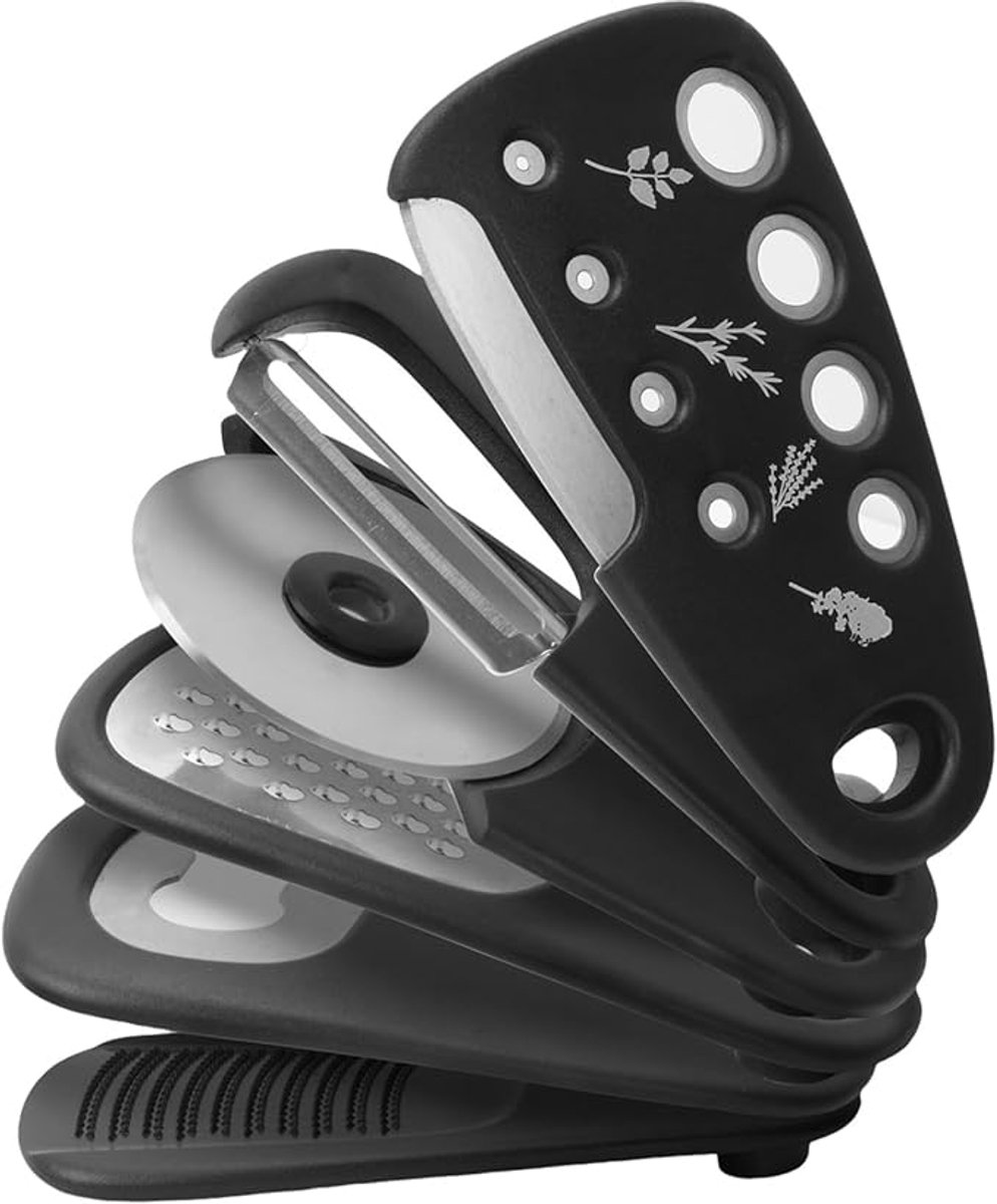 Kitchen Tools - Set of 6 - Stainless Steel Slicer - Includes Cheese Grater, Bottle Opener, Fruit and Vegetable Peeler and Pizza Cutter - Professional Cooking Utensils - Image 1