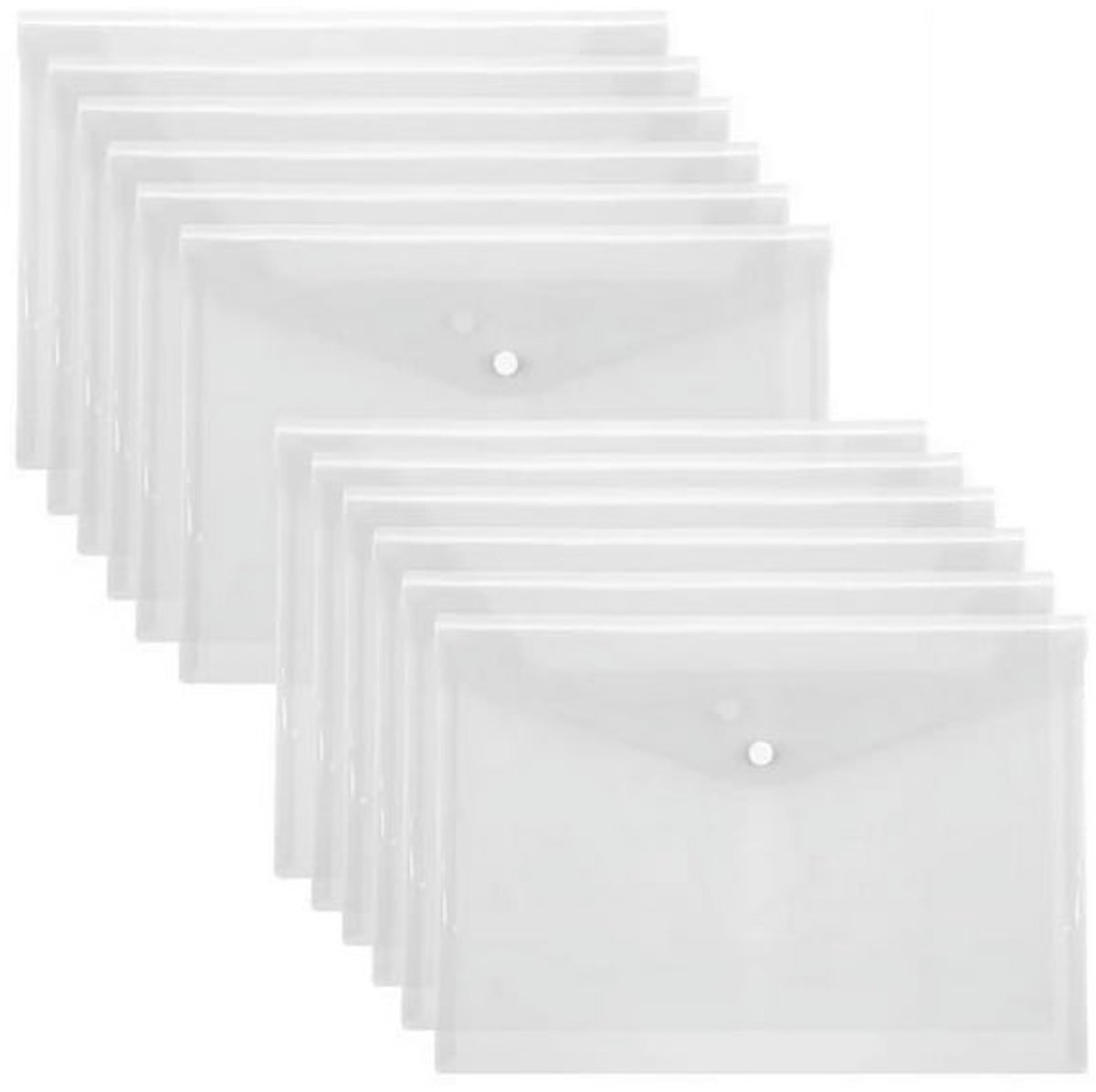 Waterproof folder - Plastic envelope - 12-pack - Transparent A4 letterhead size - with snap closure - Suitable for schools and offices. - Image 1