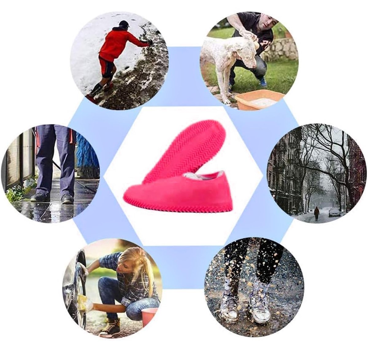 Overshoes - 1 Pair - Waterproof Silicone Overshoes - Reusable, Non-slip, Suitable for Outdoor Activities (Pink - Size M) - Image 4