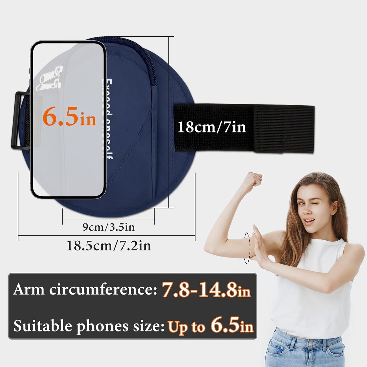 Sports Bag - Running Armband - Phone Holder for Running - Reflective Sports Accessories - With Adjustable Shoulder Strap - Suitable for Running, Camping and Hiking (Black) - Image 2