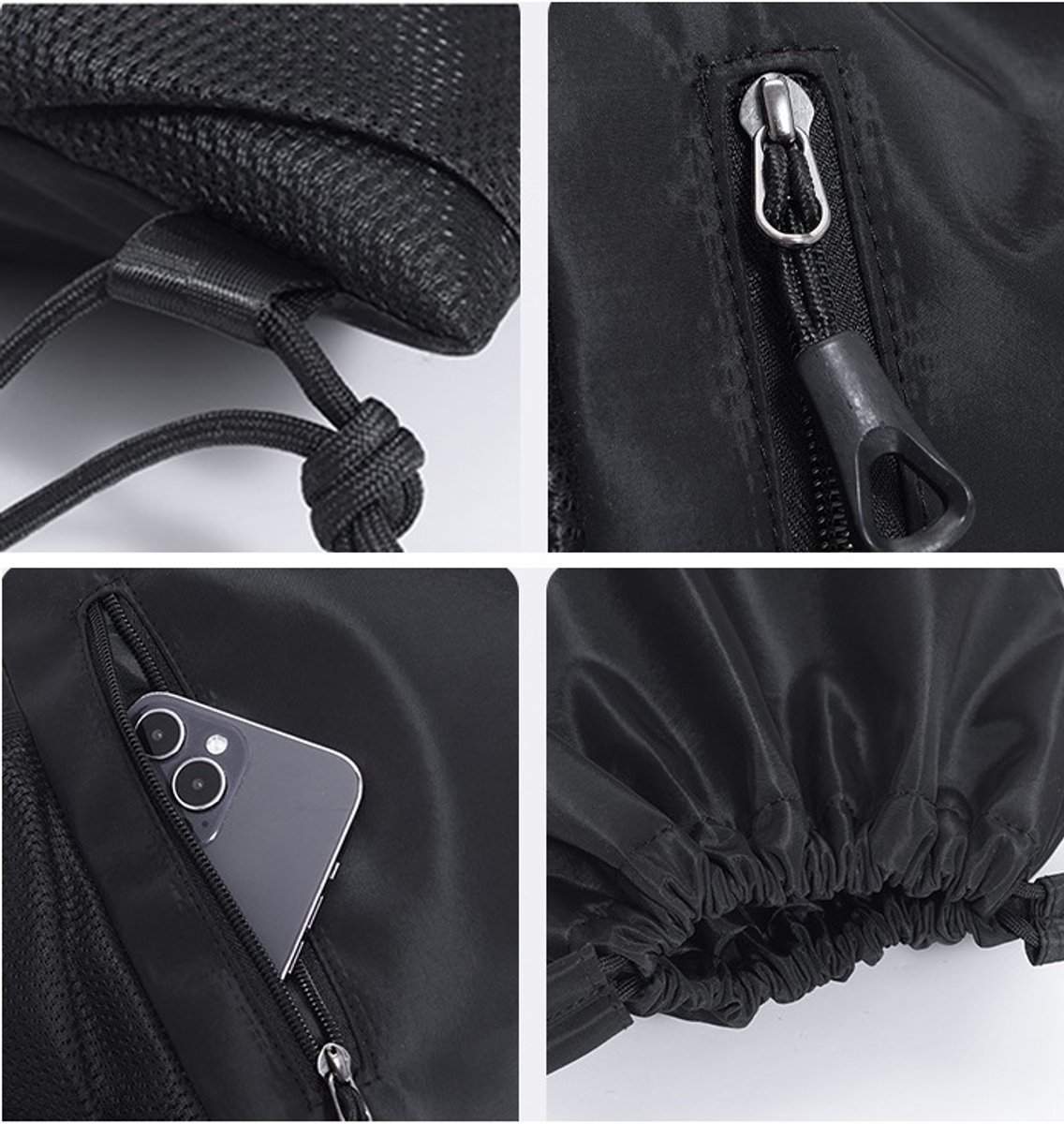 One-Piece Backpack - Drawstring Backpack - Large Capacity - Lightweight - Separate Wet and Dry Compartments, Sports Backpack - Suitable for Travel and Fitness - Black - Image 2
