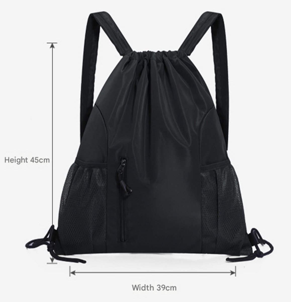 One-Piece Backpack - Drawstring Backpack - Large Capacity - Lightweight - Separate Wet and Dry Compartments, Sports Backpack - Suitable for Travel and Fitness - Black - Image 3