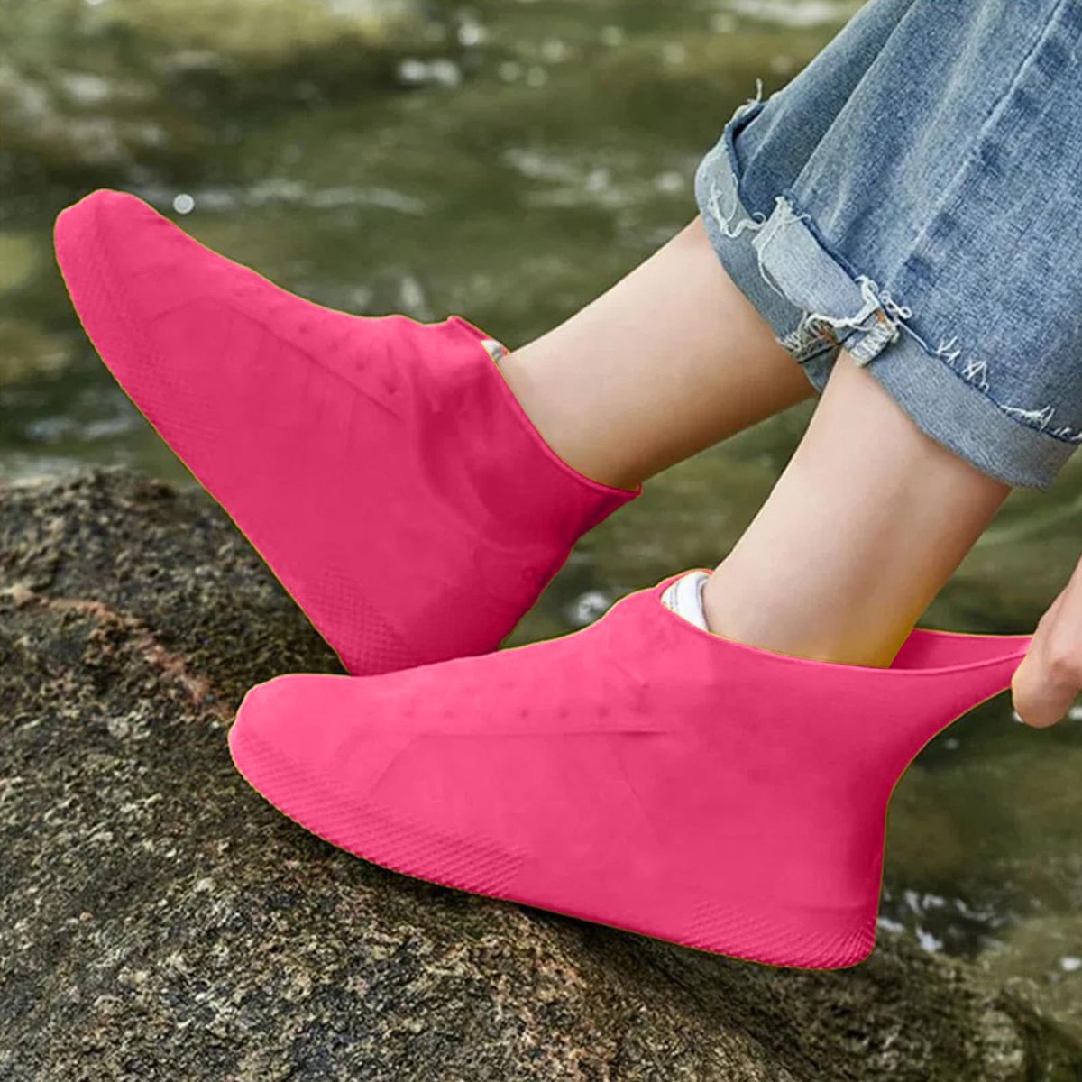 Overshoes - 1 Pair - Waterproof Silicone Overshoes - Reusable, Non-slip, Suitable for Outdoor Activities (Pink - Size L) - Image 4